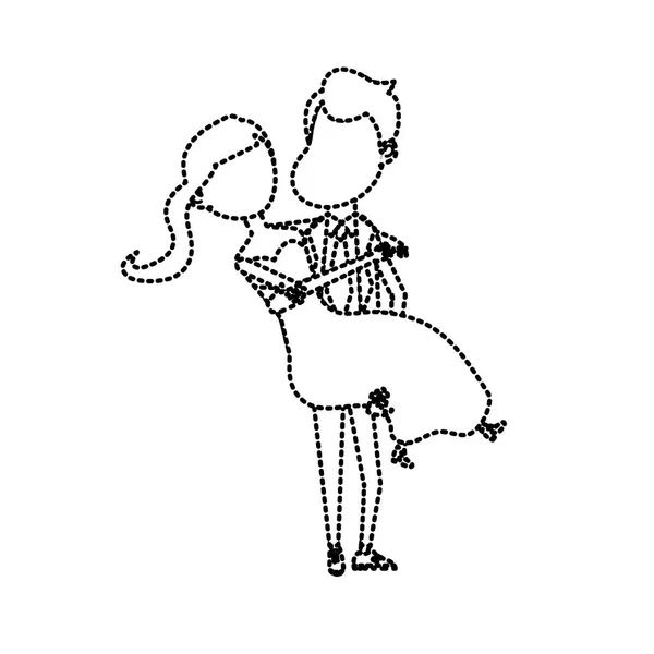 Forme Pointillée Couple Heureux Marié Homme Portant Son Illustration Vectorielle — Image vectorielle