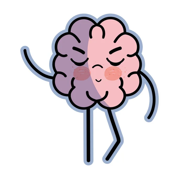 Icono Adorable Kawaii Expresión Cerebral Vector Ilustración — Archivo Imágenes Vectoriales