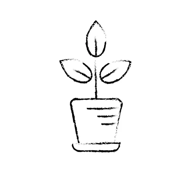 Figura Planta Natural Com Folhas Dentro Vaso Ilustração Vetorial — Vetor de Stock