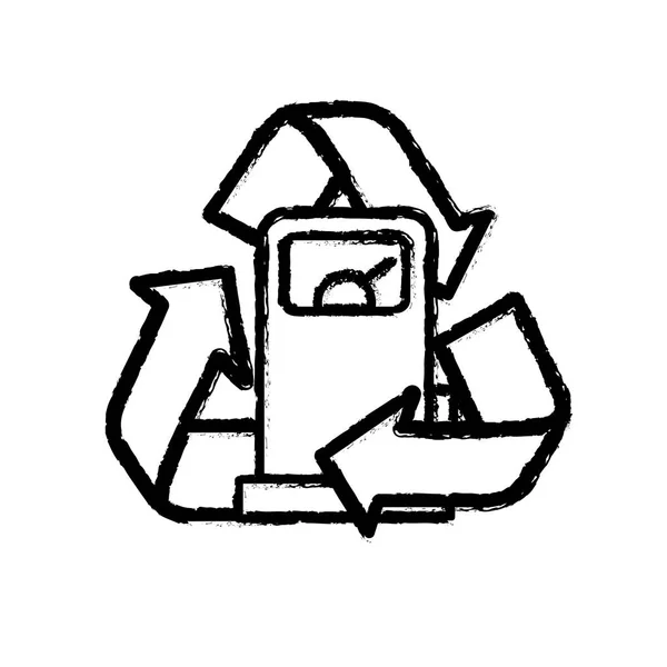 Figura Máquina Gas Con Símbolo Reciclaje Alrededor Ilustración Vectorial — Vector de stock