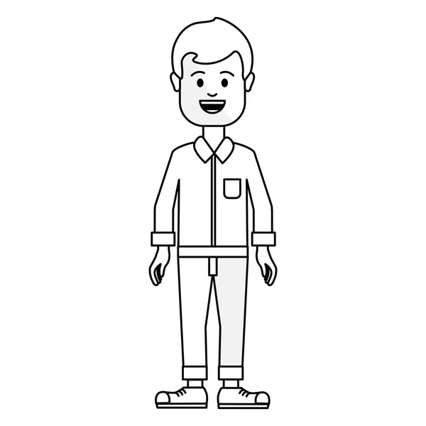 Figur Människor Man Med Casual Trasa Avatar Ikon Vektor Illustration — Stock vektor