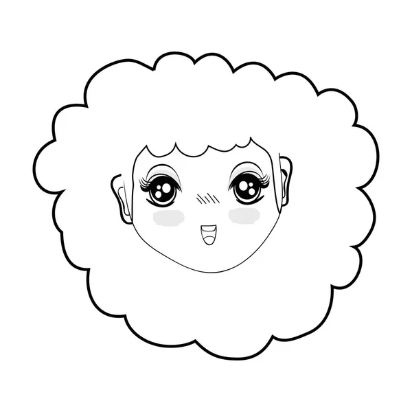 Фігура Красива Дівчина Обличчя Зачіскою Виразом Векторні Ілюстрації — стоковий вектор