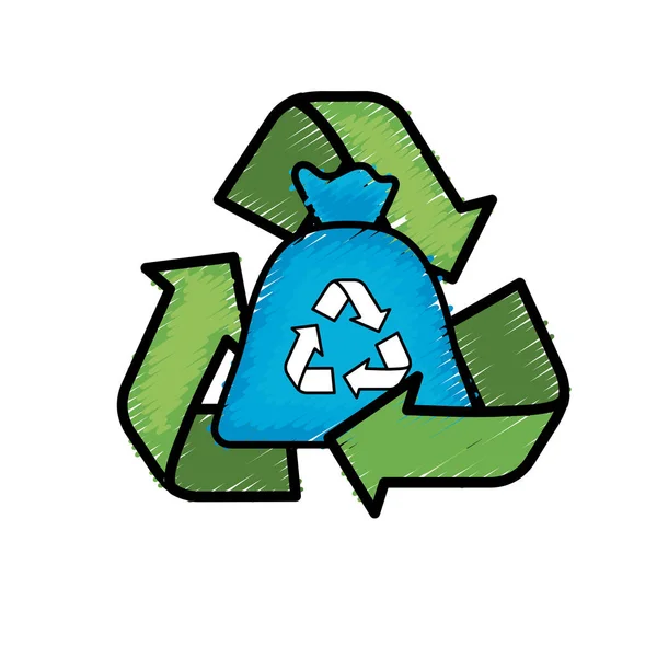 Sac Recycler Avec Symbole Soin Environnement Autour Illustration Vectorielle — Image vectorielle