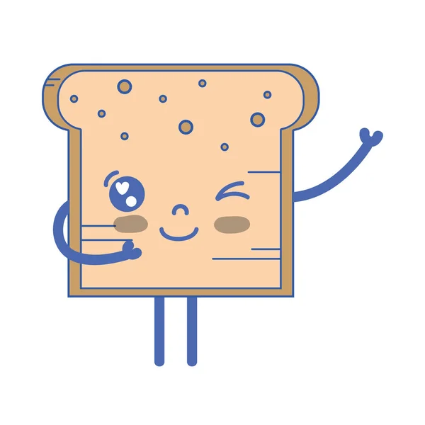 Kawaii Roztomilé Nabídka Chléb Výživa Vektorové Ilustrace — Stockový vektor
