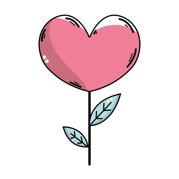 Planta Corazón Belleza Con Hojas Diseño Vector Ilustración — Vector de stock