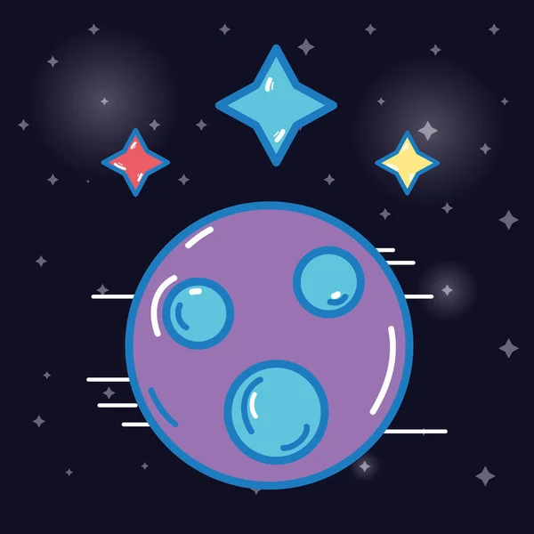 Planeta Con Estrellas Cosmos Espacio Galaxia Ilustración Vectorial — Vector de stock