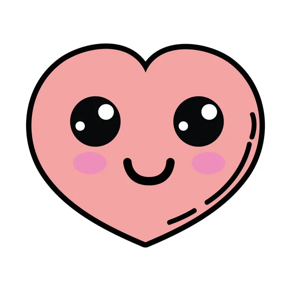 Kawaii Schattig Gelukkig Hart Liefde Vectorillustratie — Stockvector