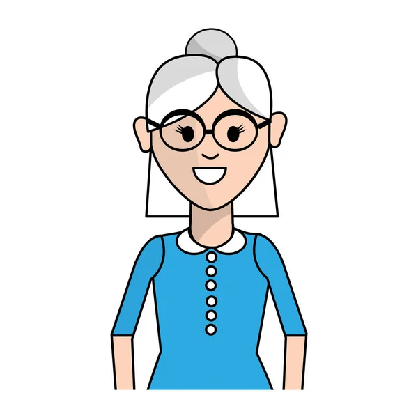 Old Woman Hairstyle Casual Cloth Vector Illustration — Stock Vector