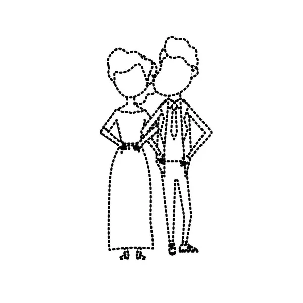 Przerywaną Kształt Szczęśliwa Para Razem Romantyczne Celebracja Ilustracja Wektorowa — Wektor stockowy