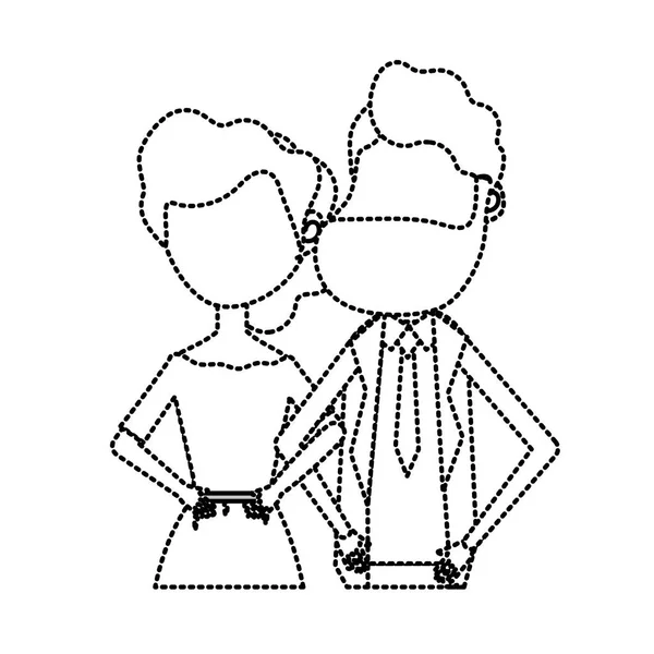 Gestippelde Vorm Gelukkige Paar Samen Romantische Viering Vector Illustratie — Stockvector