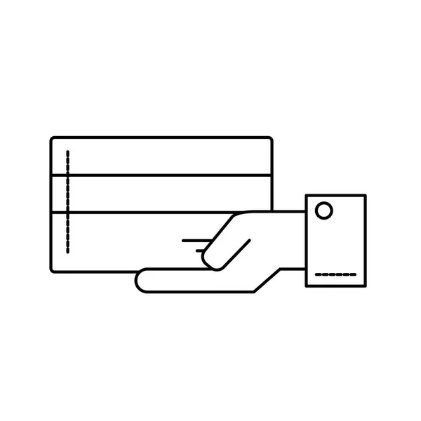 Pengusaha Garis Dengan Kartu Kredit Elektronik Dalam Ilustrasi Vektor Telapak - Stok Vektor
