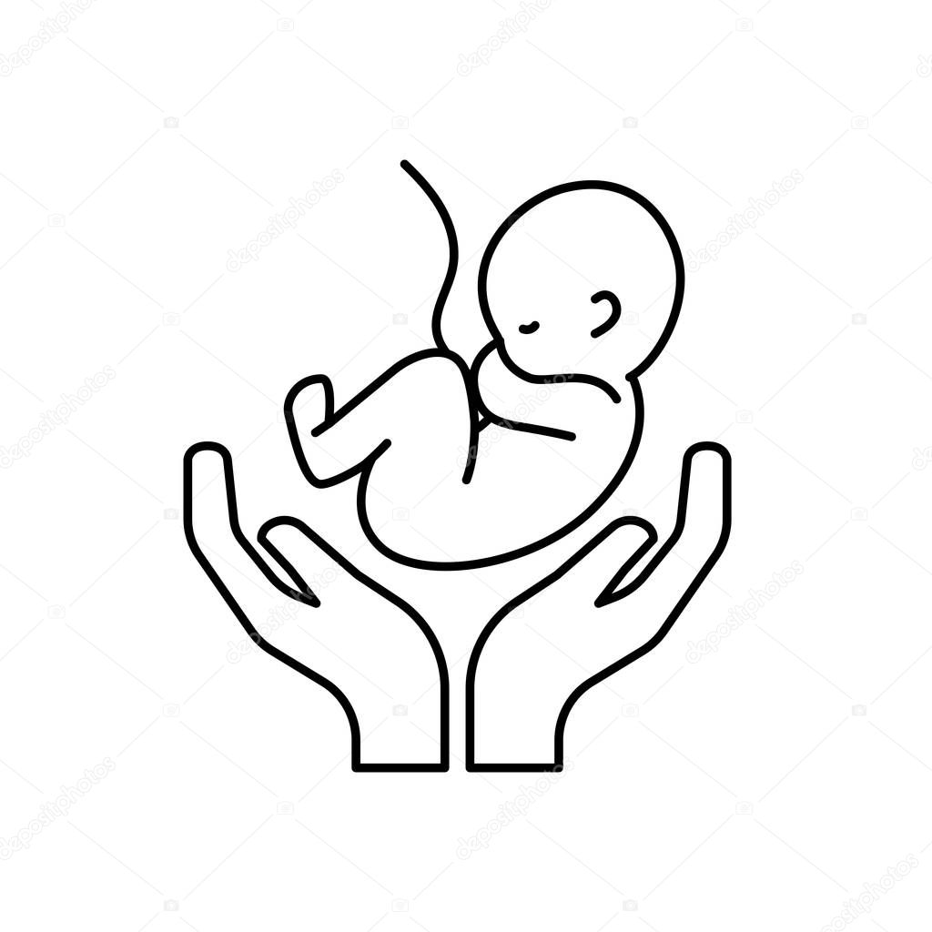 line baby umbilical cord and new life vector illustration