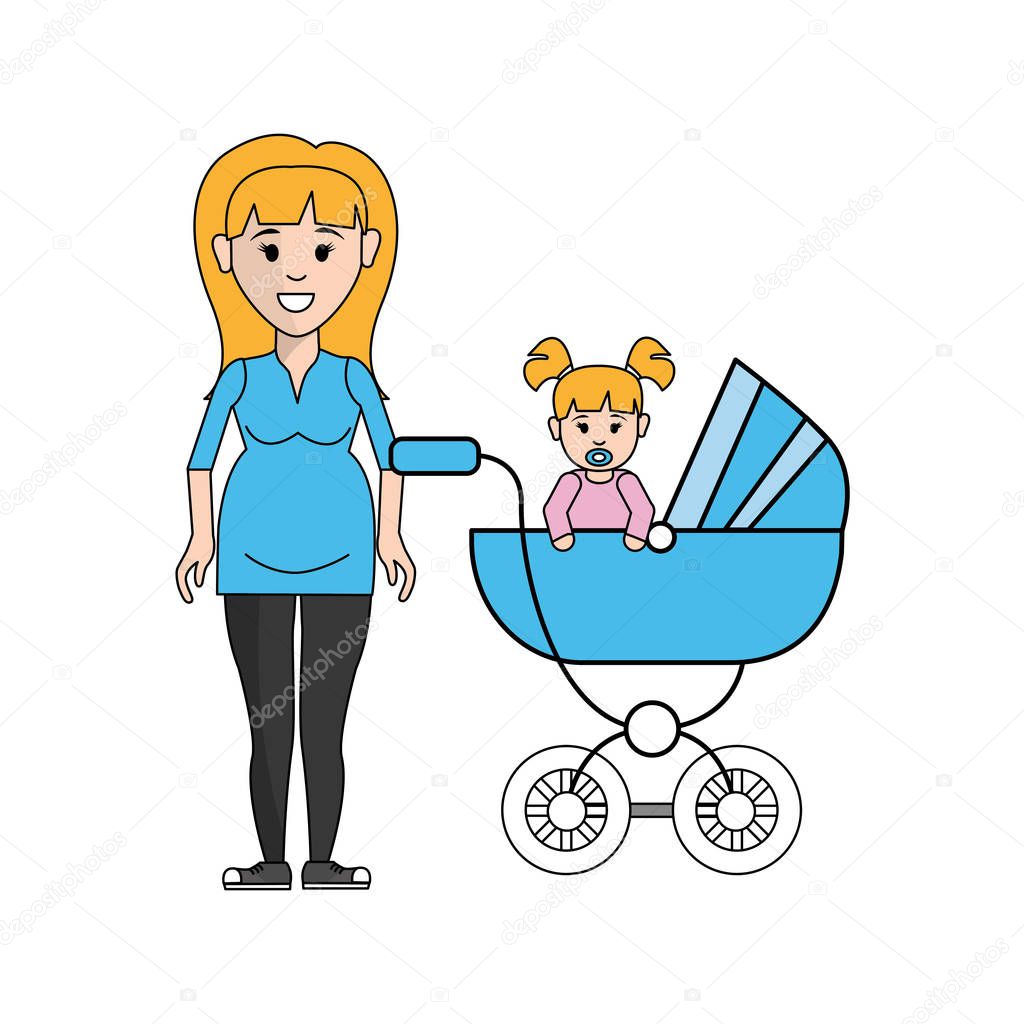 woman pregnant and her baby icon, vector illustration design