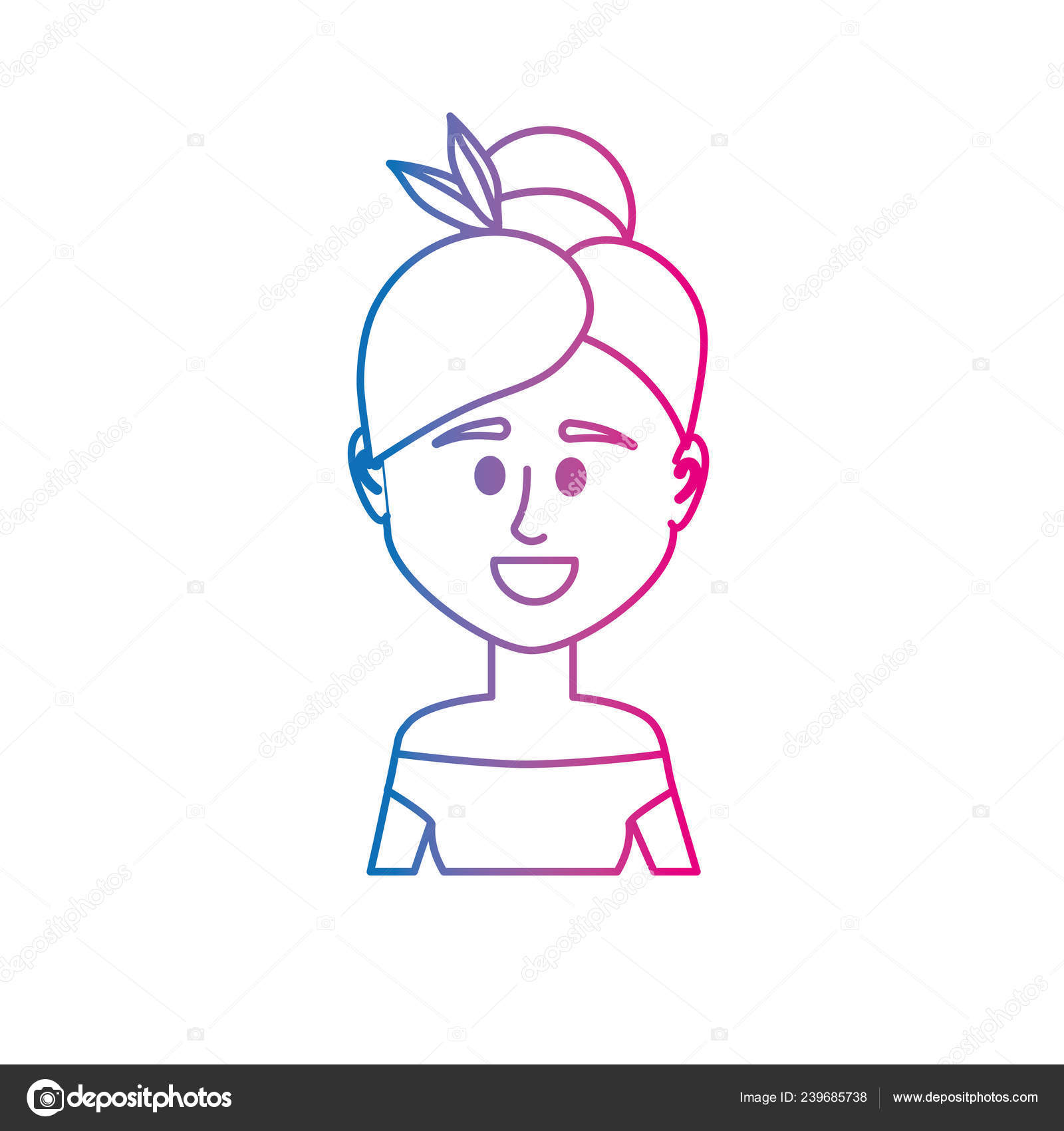 髪型とブラウスのデザイン ベクトル イラスト ライン アバター女