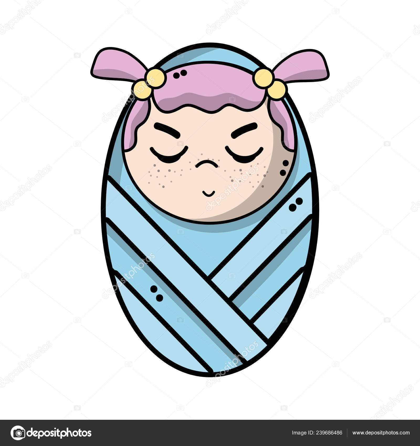 Cute Baby Girl Hairstyle Blanket Vector Illustration Stock