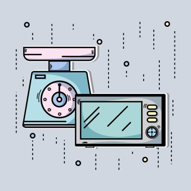 Mutfak vektör çizimde kullanılan için teknoloji makineleri