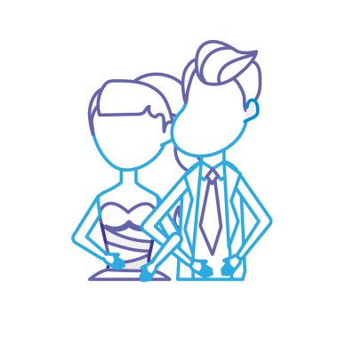 satır mutlu çift birlikte ve romantik kutlama vektör çizim