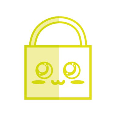 siluet kawaii şirin ihale asma kilit öğesi vektör çizim