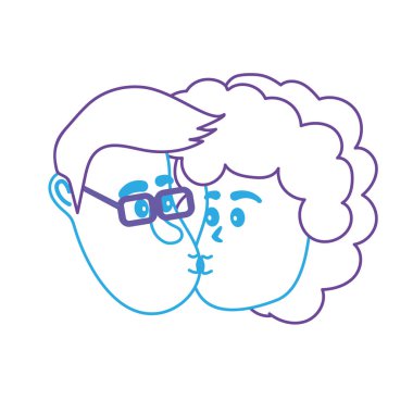 Avatar çift yüz saç modeli tasarım vektör çizim ile öpüşme satır