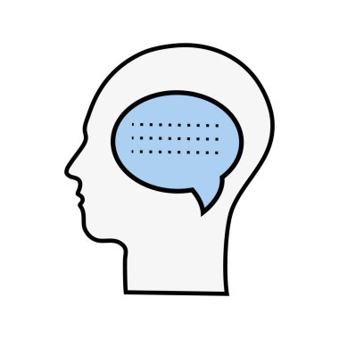 satır siluet kafa sohbet kabarcık içinde vektör çizim ile