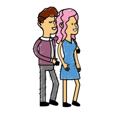 mutlu sevimli çift şık giyim, vektör çizim ile