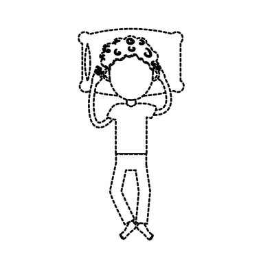 saç modeli ile noktalı şekil adam uyuyan vektör çizim tasarım