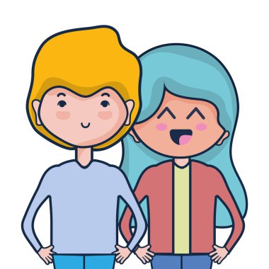 Güzellik çift ile birlikte saç modeli tasarım illüstrasyon vektör