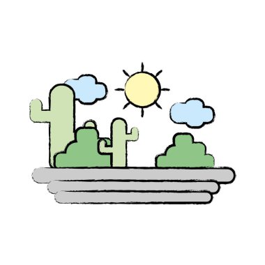 kaktüs güneş doğal aventure vektör çizim ile