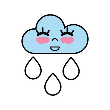 vektör çizim yağmur kawaii güzel mutlu bulut
