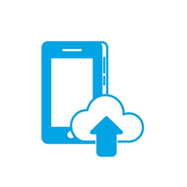 siluet smartphone teknoloji bulut veri simge vektör çizim ile