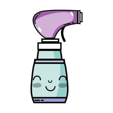 Kawaii şirin mutlu sprey şişe vektör çizim