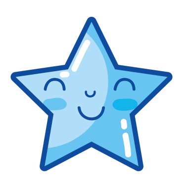 Kawaii şirin mutlu yıldız parlak vektör çizim