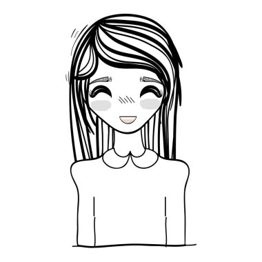 Anime mutlu sevimli kadın, vektör çizim tasarım
