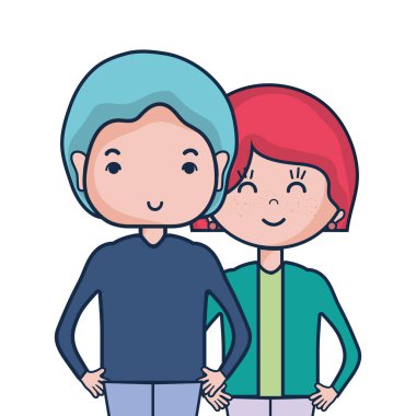 Güzellik çift ile birlikte saç modeli tasarım illüstrasyon vektör