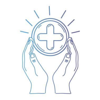 satırı el ile Tıp sembolü insanlar vektör çizim yardım çapraz