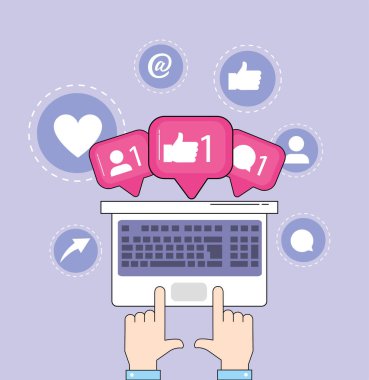 el bilgisayar sohbet sosyal medya mesaj vektör çizim ile