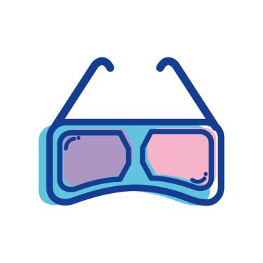 Film sinemada, vektör çizim görmek için 3d gözlük