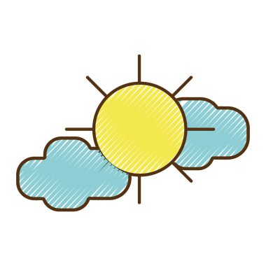 Sun'ın bulutlar doğal hava vektör çizim için