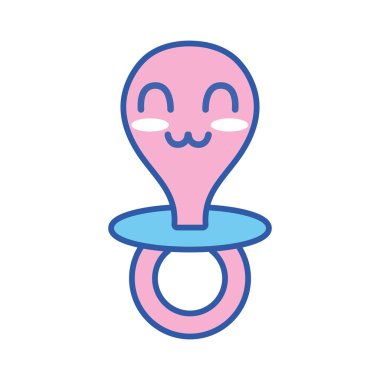 Kawaii şirin mutlu emzik araç vektör çizim