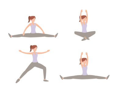 kadın eğitim egzersiz etkinlik vektör çizim ayarla