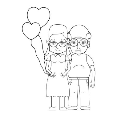 coupe yaşlılar gözlük ve saç modeli vektör çizim ile satır