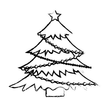 topları ve ışıklar ile çam ağacı süsleme vektör çizim şekil