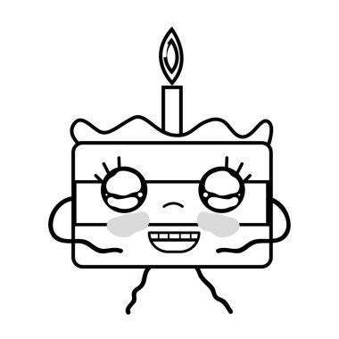 satır kawaii şirin mutlu pasta tatlı vektör çizim