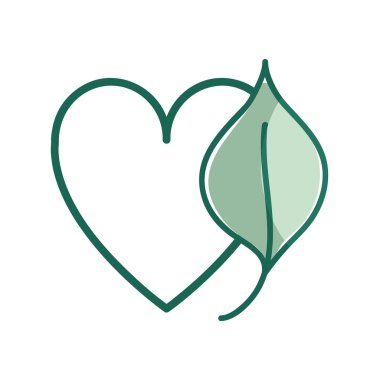 siluet güzel organik leaf bitki kalp, vektör çizim tasarım