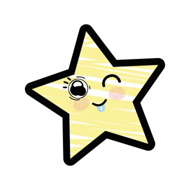 Kawaii fanny ve şirin yıldız tasarımı, vektör çizim