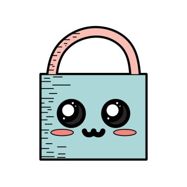 Kawaii şirin ihale asma kilit öğesi vektör çizim