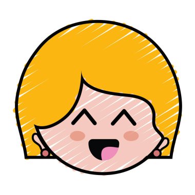 kadın yüz ifadesi ve saç modeli vektör çizim ile