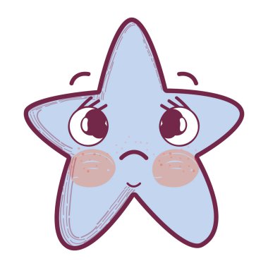 yanaklar ve gözleri, vektör çizim tasarım Kawaii üzgün yıldız