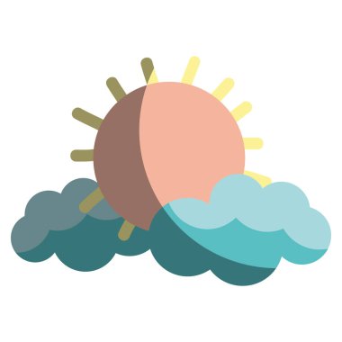 güneşin ve bulutların karakter, vektör çizim tasarım çizgi film