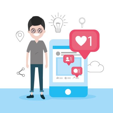 Smartphone sosyal sohbet bilgi vektör çizim ile mar